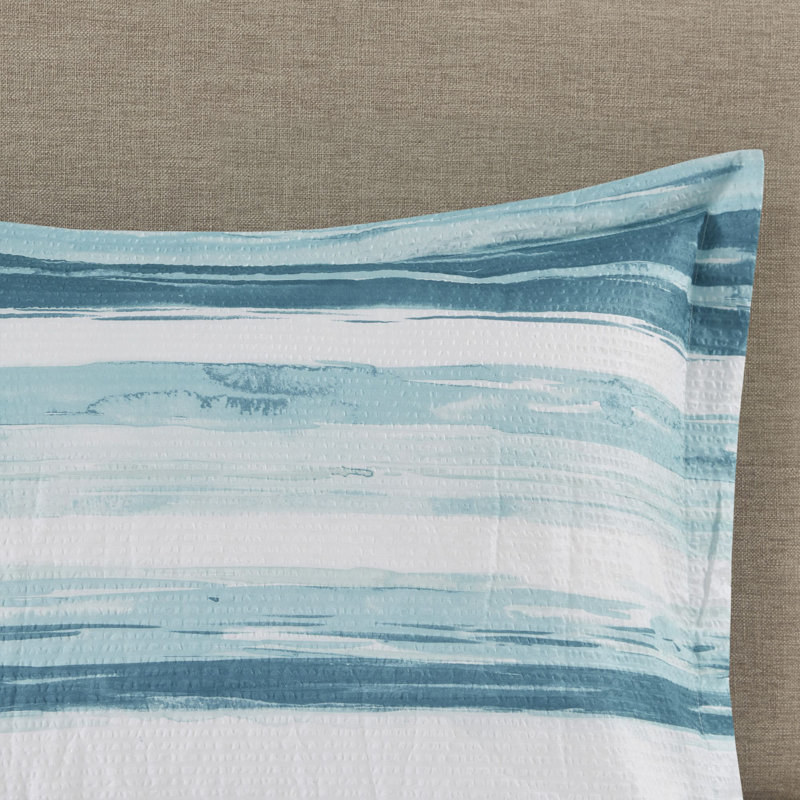 Aqua Microfiber Reversible Full Comforter Set with Channel Stitch