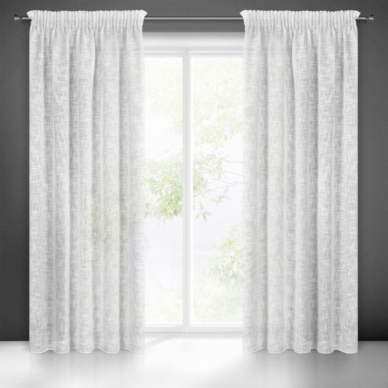 Mahika Slot Top Semi Sheer Single Curtain, White