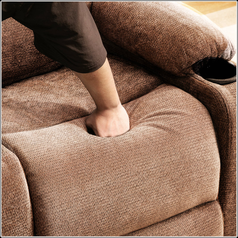 Heavy Duty Chenille Power Lift Recliner With 8-Point Vibration Massage, Lumbar Heating, And Stainless Steel Cup Holders