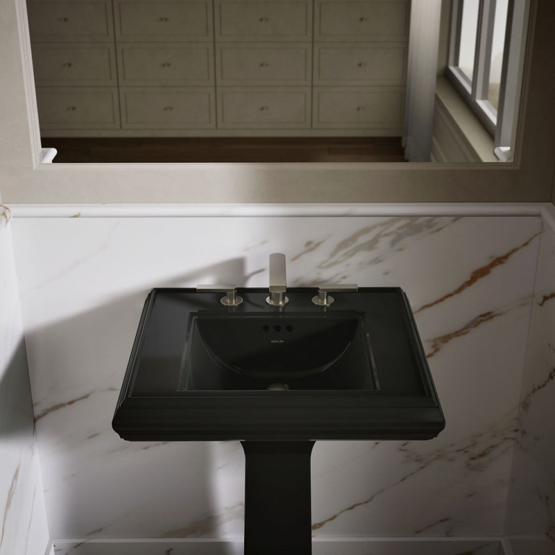 Memoirs® 26.375" Tall Rectangular Pedestal Bathroom Sink with Overflow, Black, 4" Centers