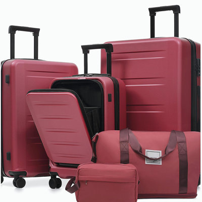 Luggage Sets 5 Piece with Front Opening, Hardside Expandable Carry On Suitcase Set with Double Spinner Wheel, Lightweight Travel Luggage with USB Port,TSA Locks 
(20"24"28")