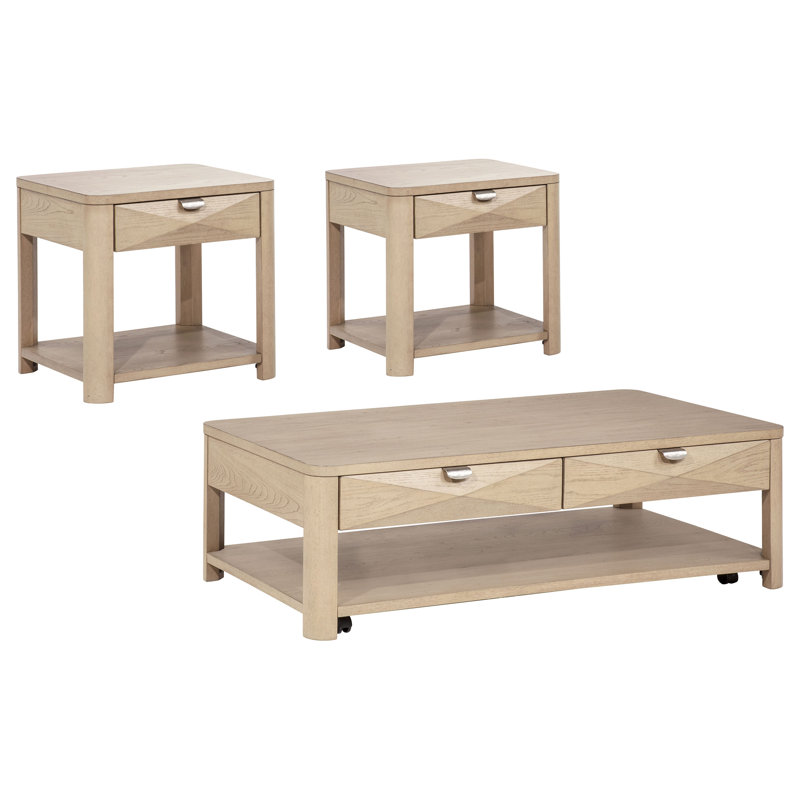 Ensemble de tables basses 3 pièces Vories, Jaune, 3 pièces: table basse, 2 tables de bout