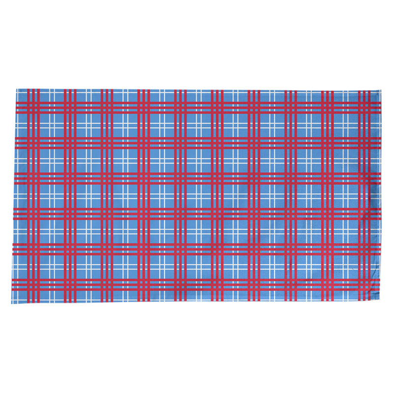 Nappe en mélange de coton à carreaux, Bleu clair / blanc / rouge