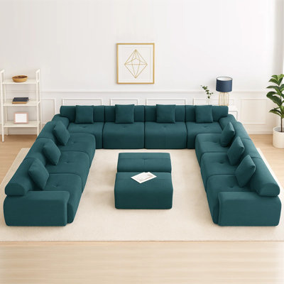 Fine-Wale Corduroy​ U Shape 157'' Extra Large And Soft Sectional With Double Ottoman