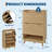 Shoe Cabinet, 48" Tall Narrow Fluted, Oak Color, 2 Flip Drawers, Open Shelf, Curved, Entryway-722085667