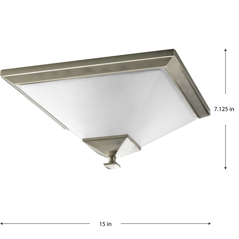 Plafonnier encastré 15 po 2 lumières Erfried, Nickel brossé