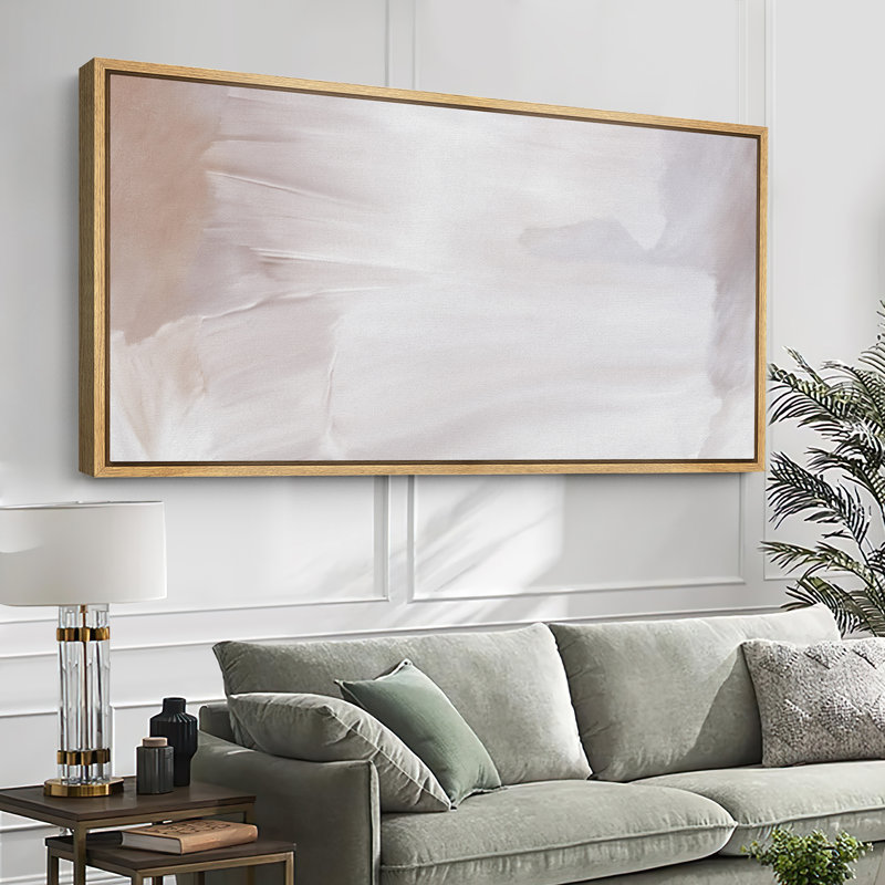 Minimal Landscape " Abstract White Minimalist Modern Art Relax Calm Warm Extra Large Pictures (Not Textured) ", 30" H x 60" W
