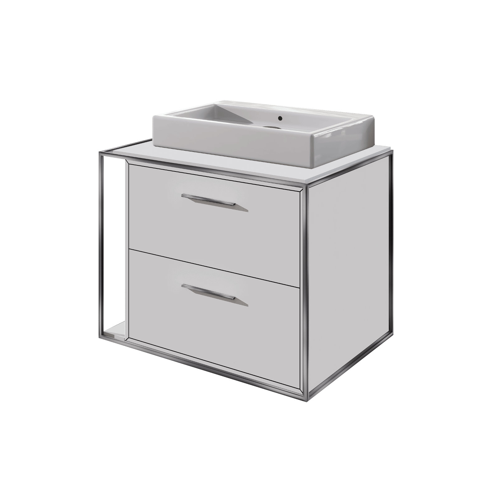 Linea 24'' Single Bathroom Vanity, Brushed Stainless Steel, Wall Mount, Matte White