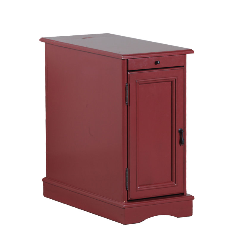 Bankhead 24'' Tall Storage End Table with Built-In Charging Station, Red