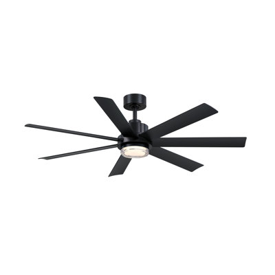 Ventilateur de plafond intelligent d'intérieur / extérieur 56 pouces avec ensemble de lumières CCT DEL Pendry - noir avec pales noires