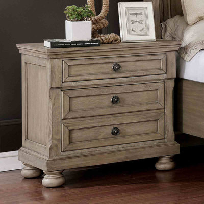 Table de chevet style transitionnel 1pc avec finition grise et tiroirs cachés
