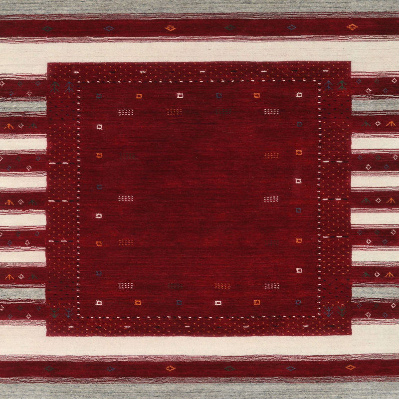 Tapis beige/brun/gris contemporain, Carré 7 pi x 7 pi