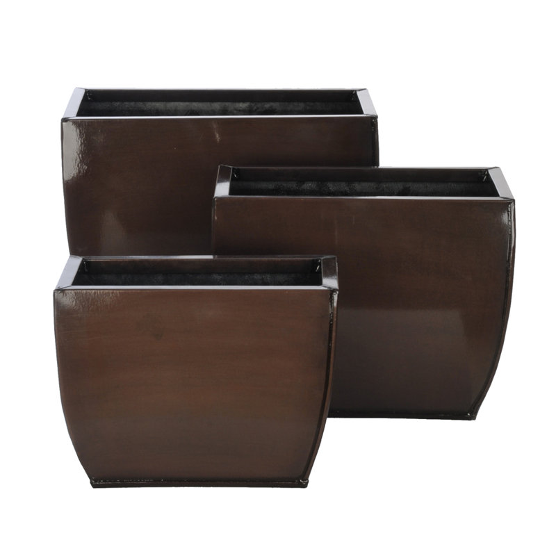 Metal Table Vase, Gloss Brown