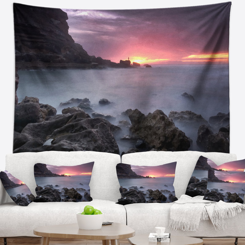 Tapisserie sintra coucher de soleil à samarra mer shore, H 50 po x l 60 po
