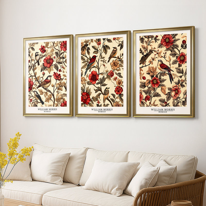 Série sur toile encadrée personnalisée - 3 pièces, H 21 po x l 30 po, Doré