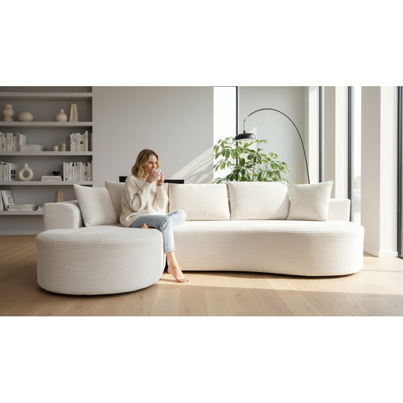 Canapé modulaire à compression 111,6 po Compression, Beige