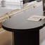 Bureau ovale noir en bois massif-688801881