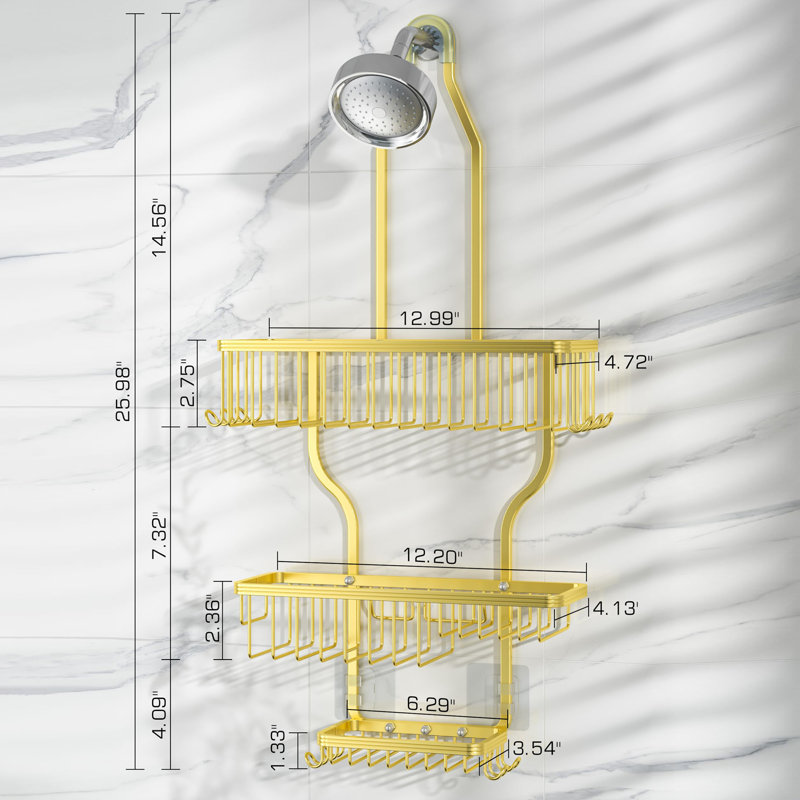 Suction Shower Caddy, Gold