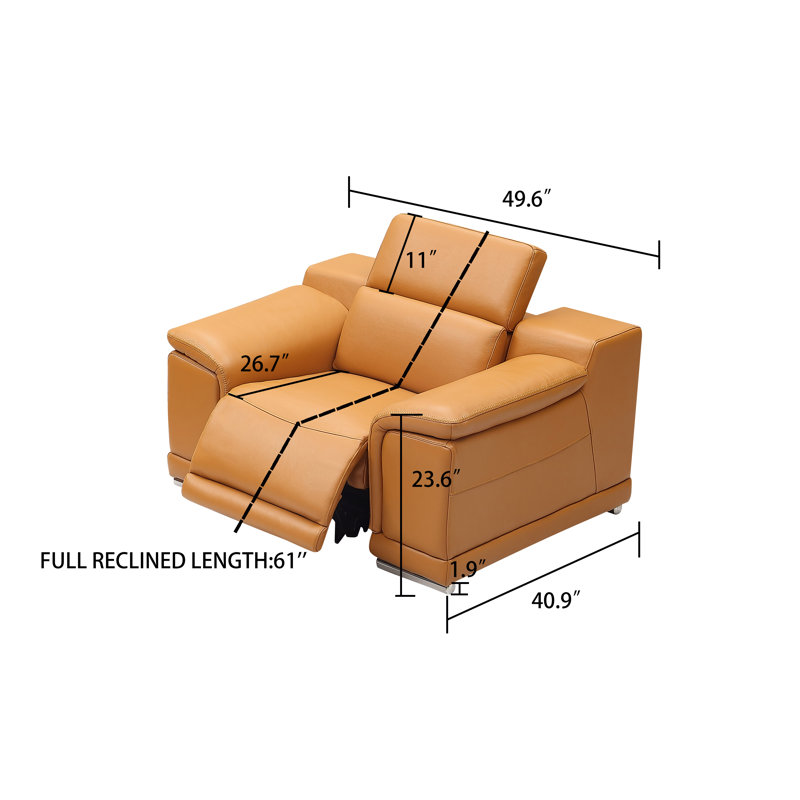 Leather Power Reclining Chair, Light Gray Genuine Leather