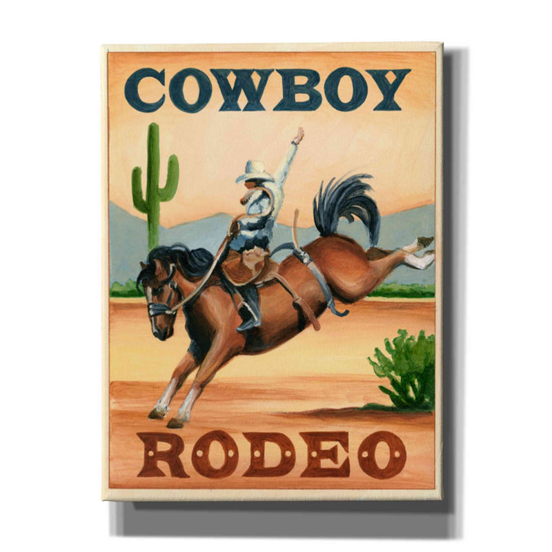 Art mural sur toile Foundry Select «Cowboy Rodeo» par Ethan Harper, H 16 po x l 12 po x P 0,75 po