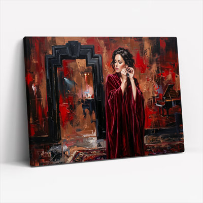 Ensemble de 1 tableau sur toile représentant une femme élégante