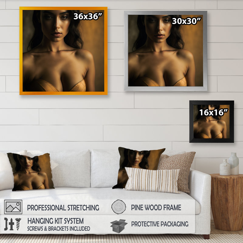 Intimité intime I - reproduction sur toile, Cadre photo noir, H 30 po x l 30 po x P 1 po
