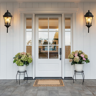 Mid-Century Mordern Outdoor Wall Sconce with Dusk to Dawn with Clear Glass Shade Waterproof (Set of 2)