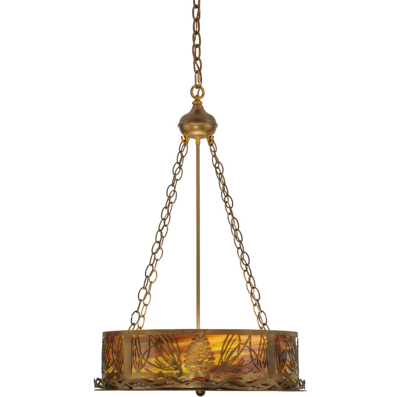 Rustic Lodge 4 - Light Glass Chandelier, Antique Copper, Sage Green, 37" H x 22" W x 22" D