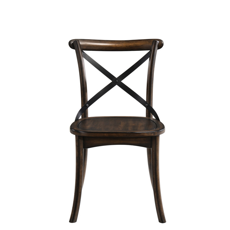 Chaises d'appoint 2 pièces en chêne foncé avec cadre en métal noir Albistrole - Style industriel rustique pour la décoration de 2 sièges polyvalents, fabrication polyvalente