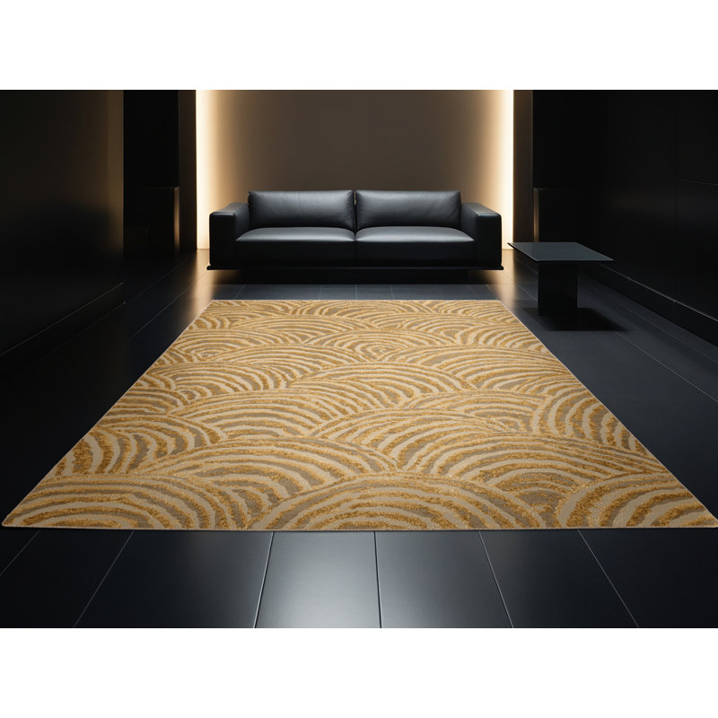 Soft Plush Estrada New Years Modern & Contemporary Abstract Area Rug in Beige – Beige Binding, 2x3