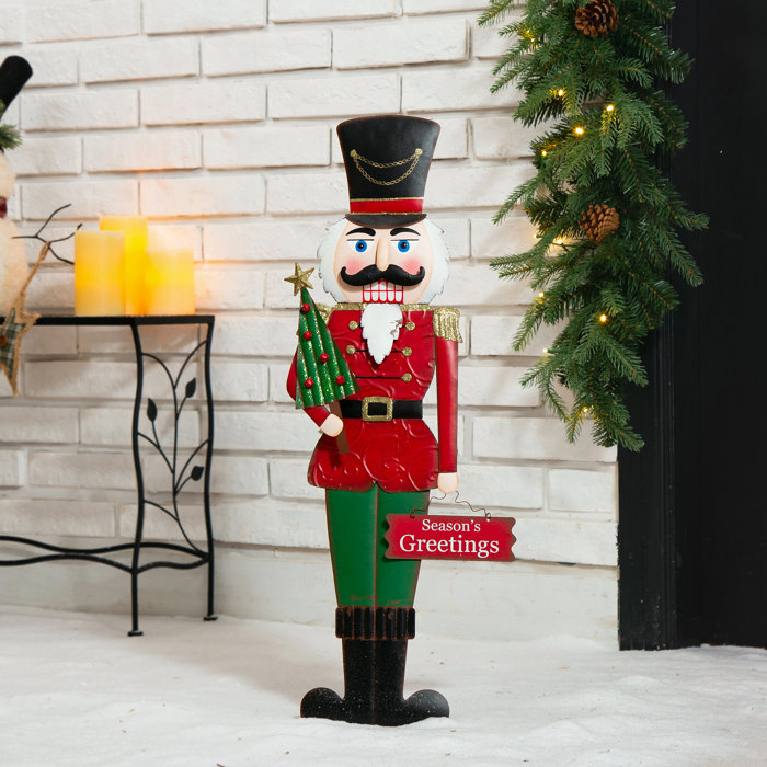 Metal Christmas Nutcracker Yardstake Or Standing Décor