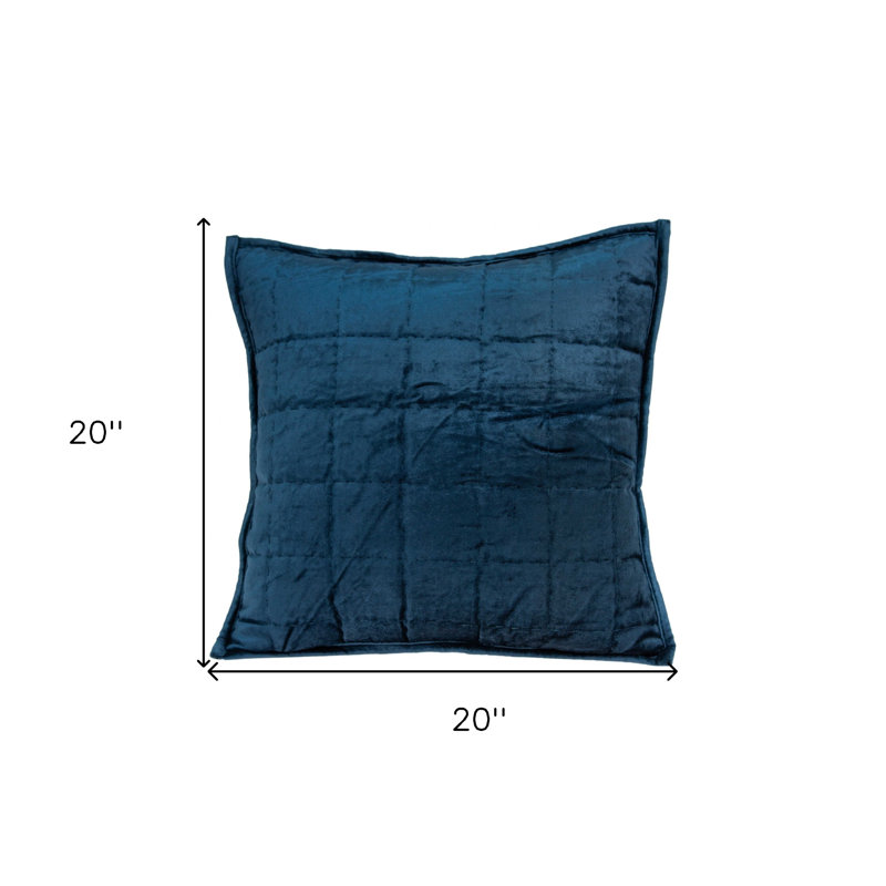 Navy Blue Quilted Cotton Blend Square Pillow