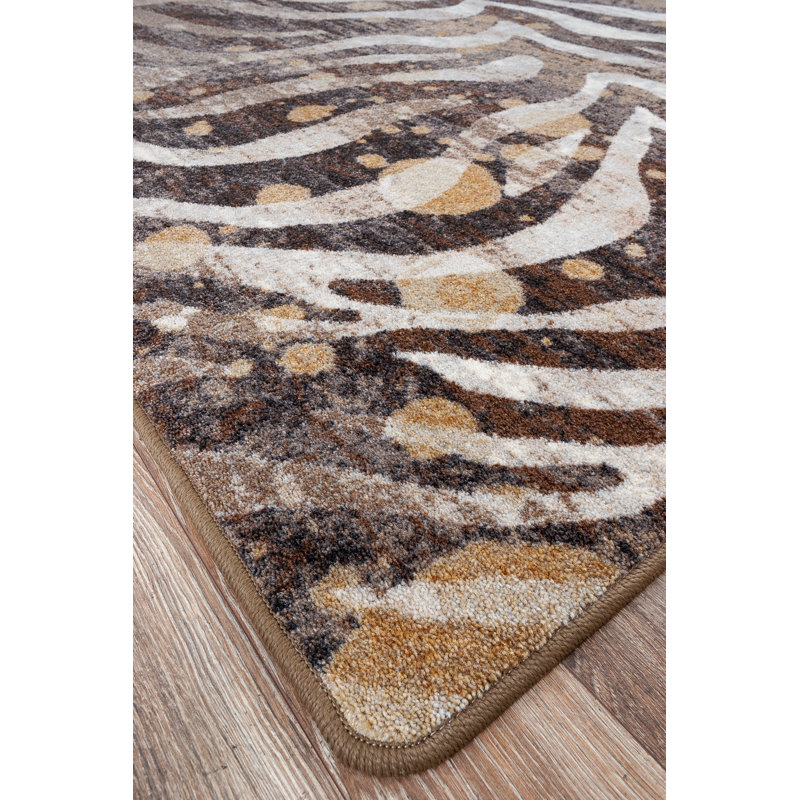 Tapis brun tissé à la machine Abimbola, Rectangle 4 pi x 5 pi