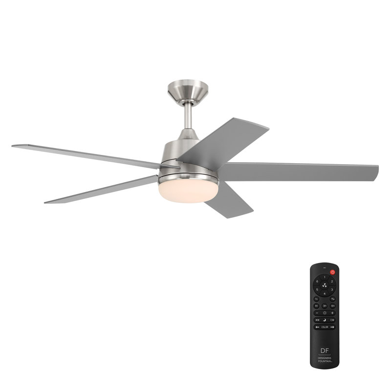 Purab 52'' Ceiling Fan with LED Lights, Silver/Gray