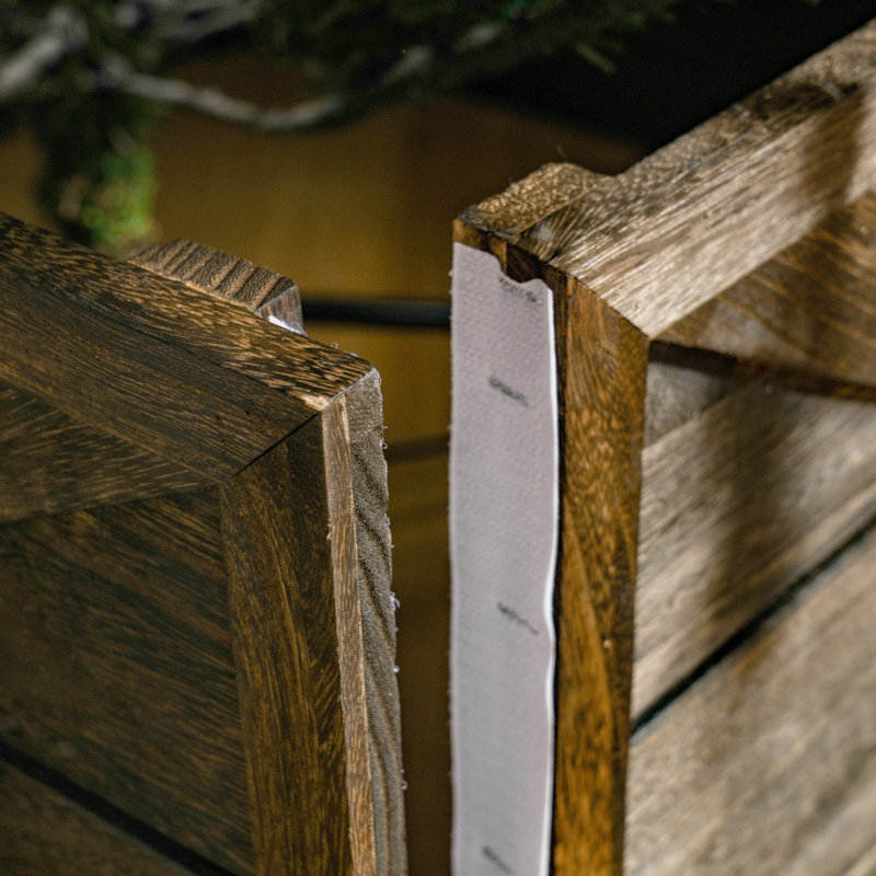 Boîte à collier en bois pour arbre de Noël, Bois foncé patiné