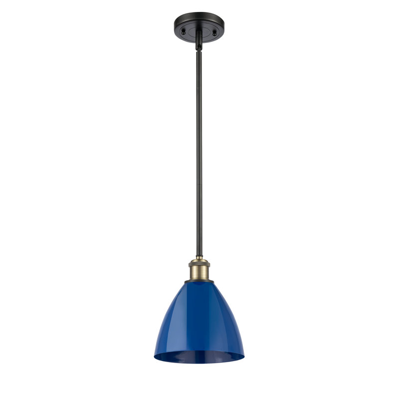 1 - Light Single Drop Pendant Pendant, Blue, Black Antique Brass