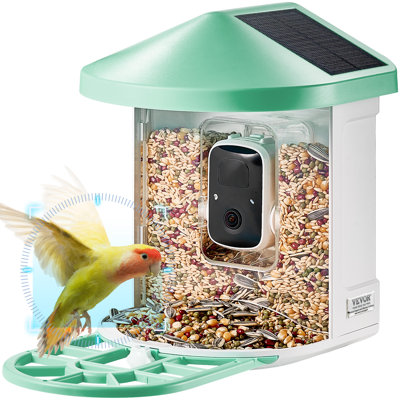 Mangeoire à oiseaux intelligente avec caméra, IA 2K HD identifiant plus de 10 000 espèces d'oiseaux, cadeau d'extérieur sans fil pour les amoureux des oiseaux (2 panneaux solaires), caméra d'observation des oiseaux à énergie solaire avec capture automatique et notification instantanée