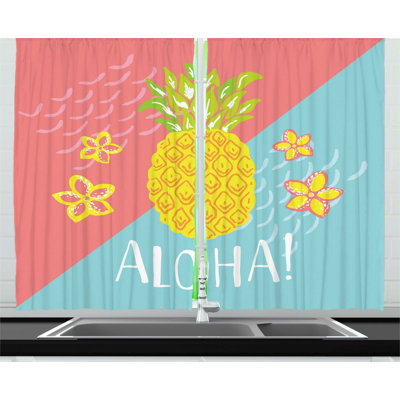 Floral Ruffled Kitchen Curtain