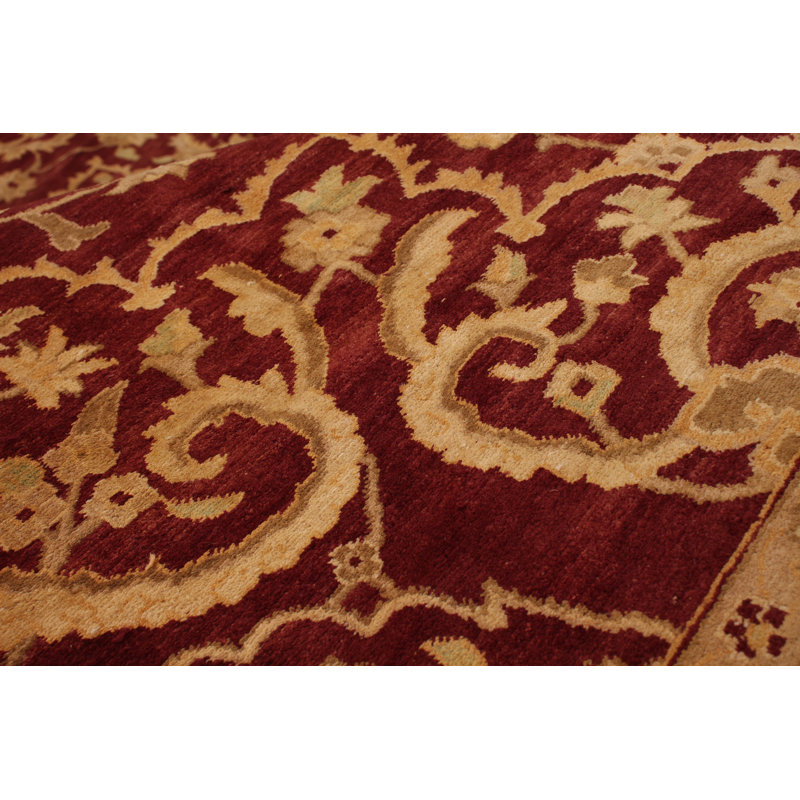 Tapis intérieur en laine 9 pi 9 po x 13 pi 1 po "one-of-a-kind-noué la 2010" chobi doré/rouge Karna