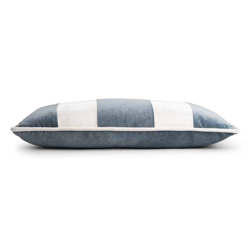 Banded Lumbar Velvet Pillow, Sky