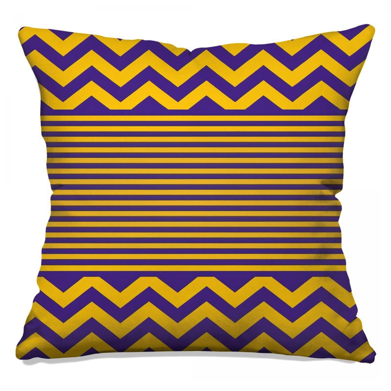 Coussins décoratifs à chevrons jaunes et mauves à rayures, 26 x 26 pouces