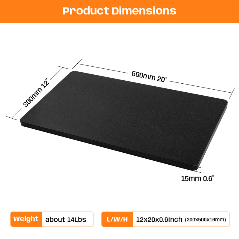 Planche à découper en granit noir Adolif pour la cuisine, 12 po x 20 po, L 20 po x l 12 po, Black Granite