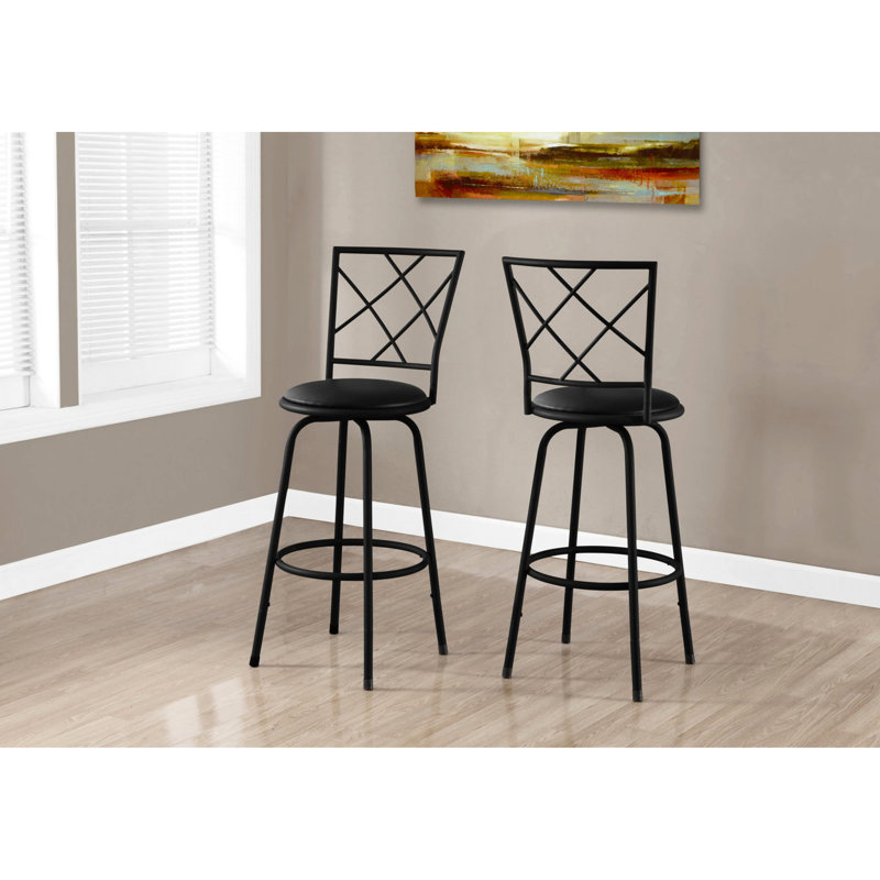 Ensemble de 2 sièges pivotants modernes, structure en métal noir, rembourrage en similicuir, repose-pieds solide, rembourrage uniforme