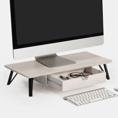Lameek Wood Monitor Stand With Drawer