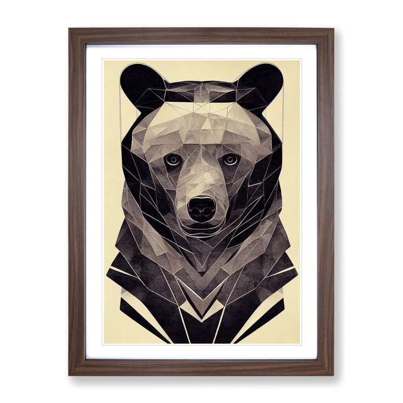 Bear Portrait No.2 Abstract - Picture Frame Graphic Art, 64cm H x 46cm W x 2cm D, Walnut Framed