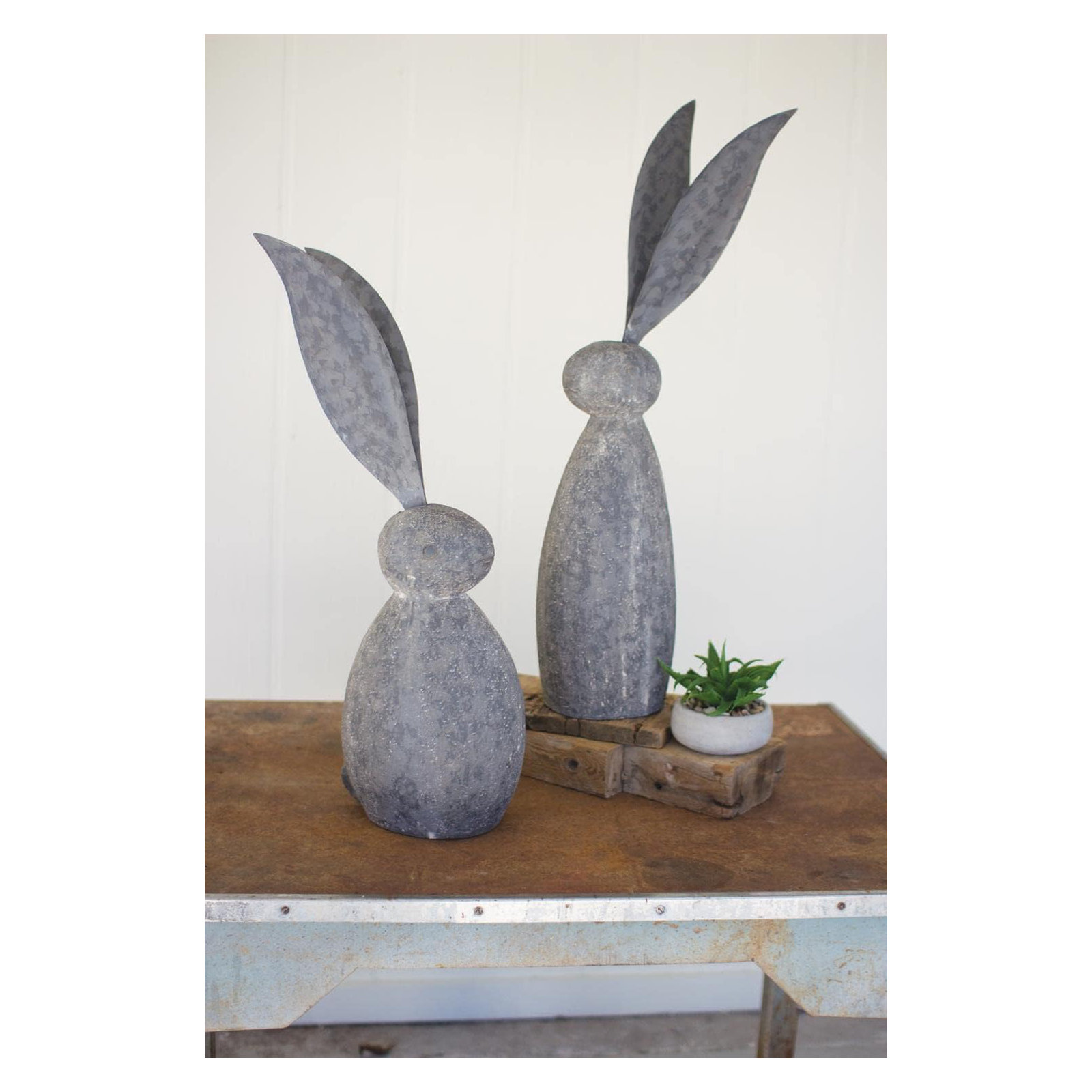 Okelly Faux Stone Rabbit Figurine, 33" H x 7" W x 7" D