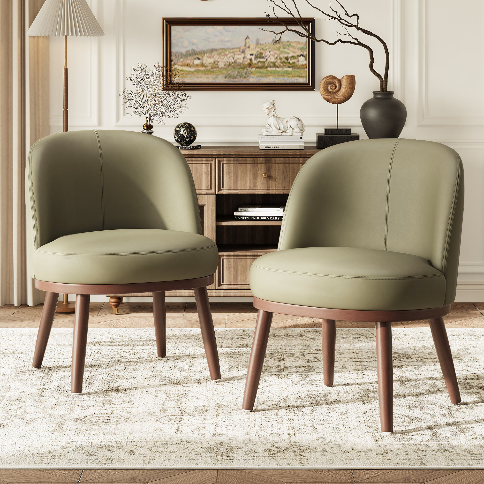 Ebern Designs Modern Upholstered Accent Chair with Solid Wood Legs ...