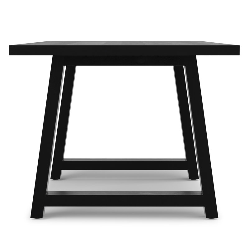Whitley 72"W Solid Mango Wood Modern Farmhouse Dining Table With Trestle Base, Black