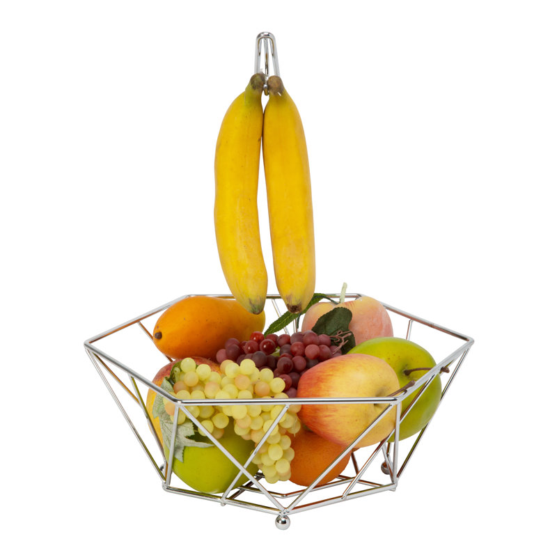 Prep & Savour Iron Fruit Bowl, Chrome