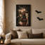 Art mural sur toile, roses roses et fleurs blanches sur une pile d'Halloween rétro-1827432810